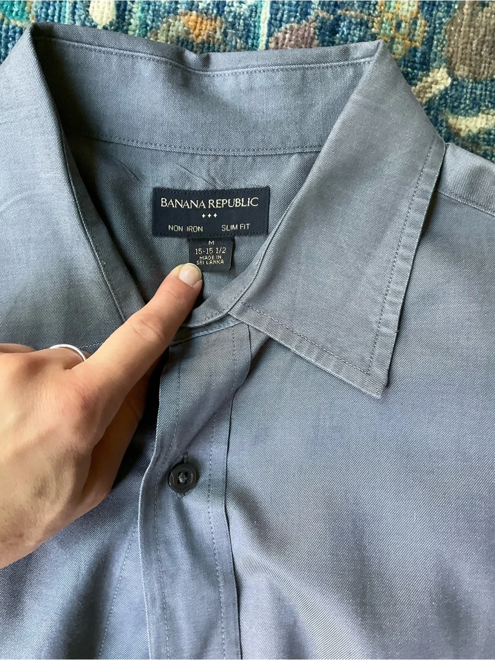 Banana Republic Men's Slim Fit Button Dark Gray Blur Dress Shirt Medium